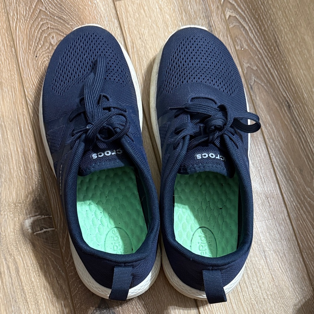 CROCS Dark Blue Sneakers with Mint Green Insole
